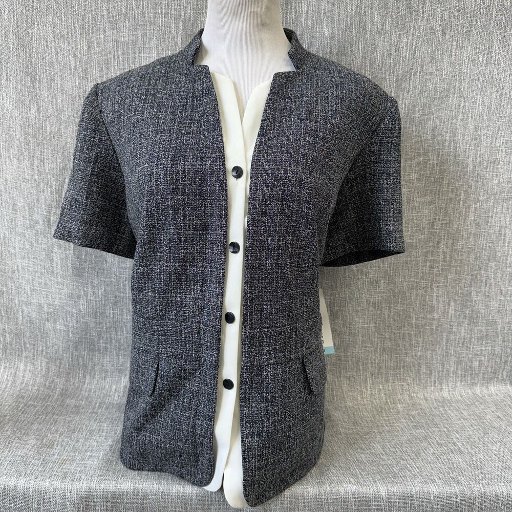 DANNY & NICOLE Vntg Tweed Mock 2-Piece Short Sleeve Blazer Jacket Plus 20W NWT
